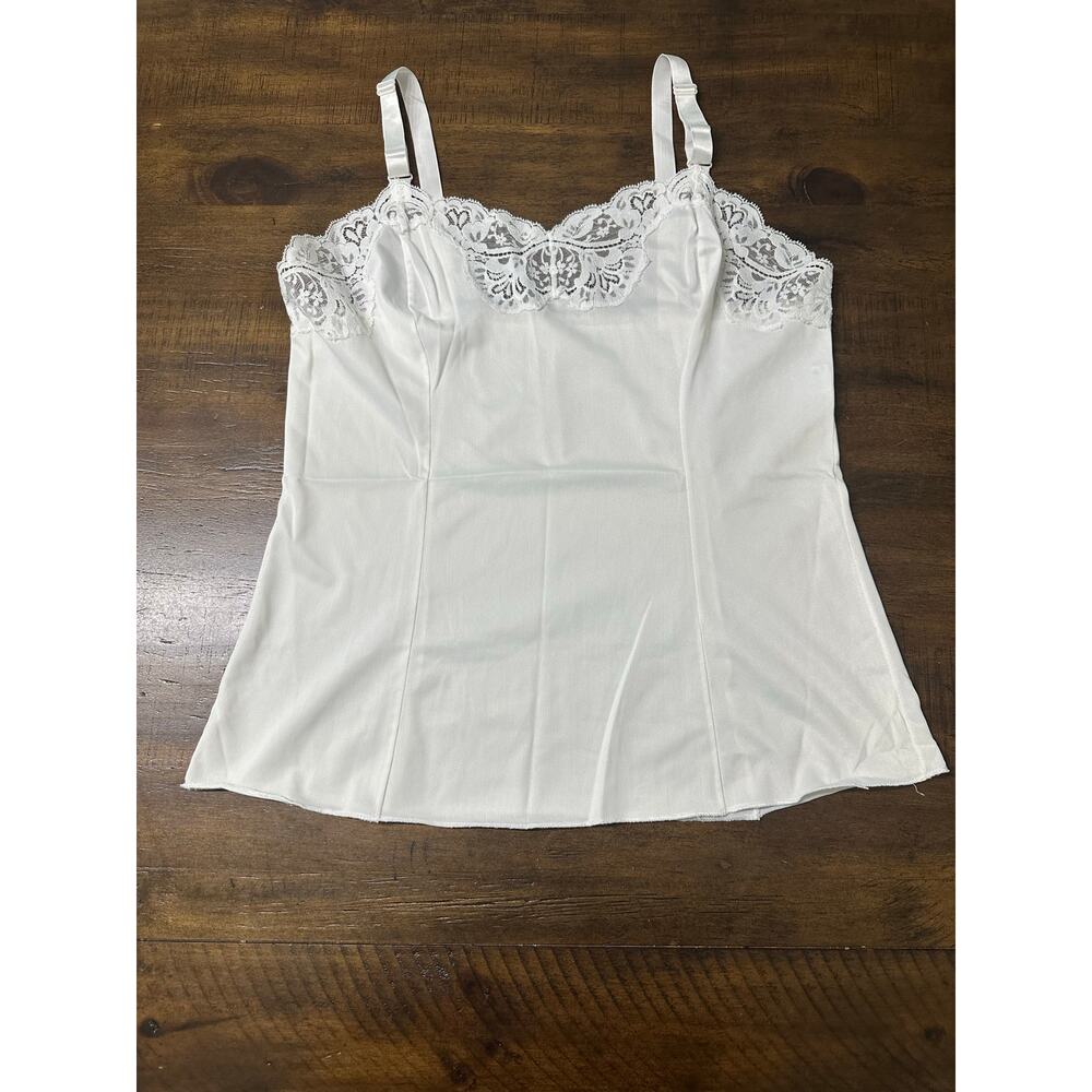 Vintage Wonder Maid White Nylon Lace Camisole Slip USA size 36‎